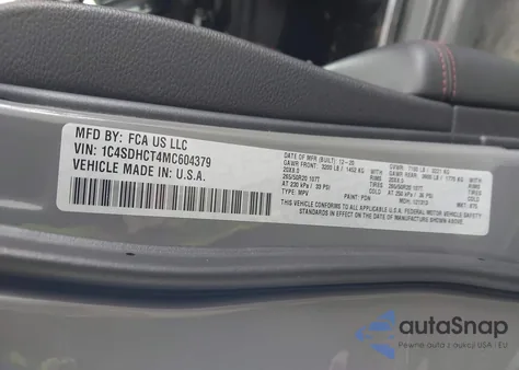 2021 Dodge Durango R/T Rwd from USA, damaged, VIN 1C4SDHCT4MC604379